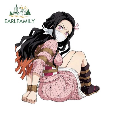 EARLFAMILY Nezuko Car Sticker Seductive Anime Girl Graffiti Rearview Mirror 