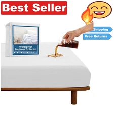 Ultra Soft Twin Waterproof Mattress Pad Cover - Fitted for 14'' Depth Mattresses