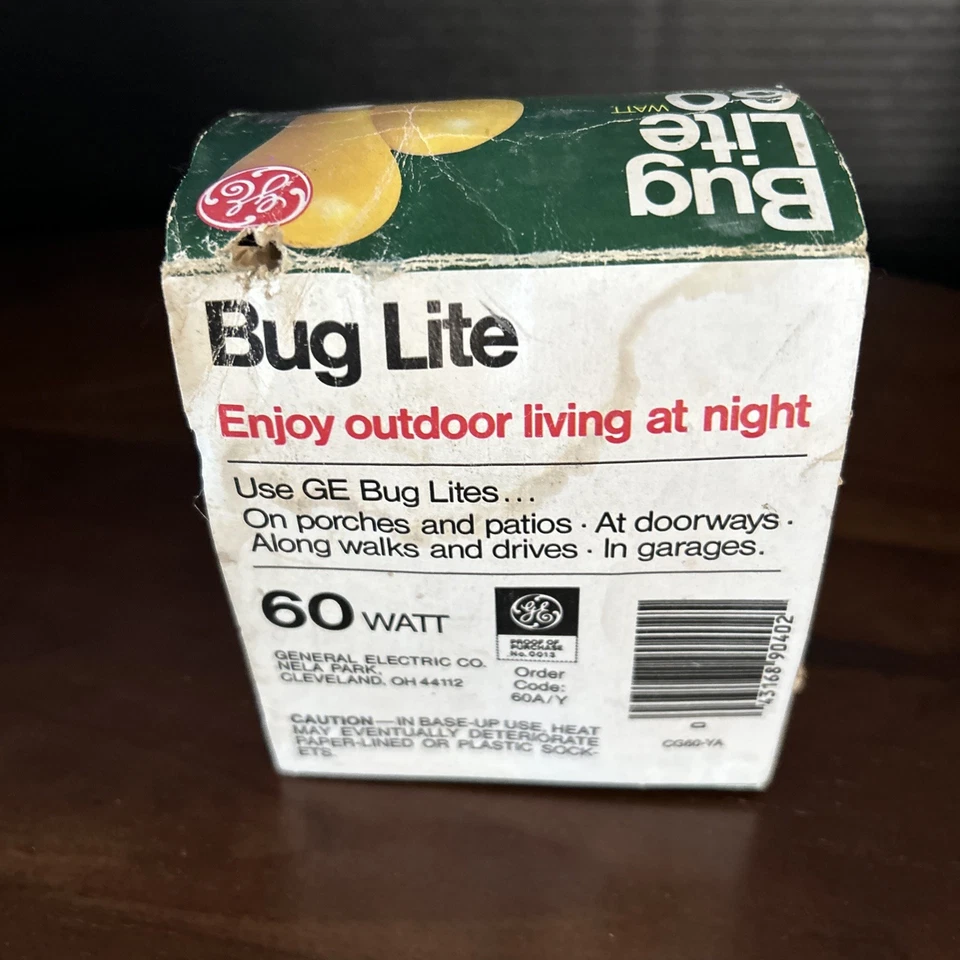 复古灯泡 GE 60 瓦黄色 Bug Lite 2 包通用电气美国制造 — 第 3/4 张图片