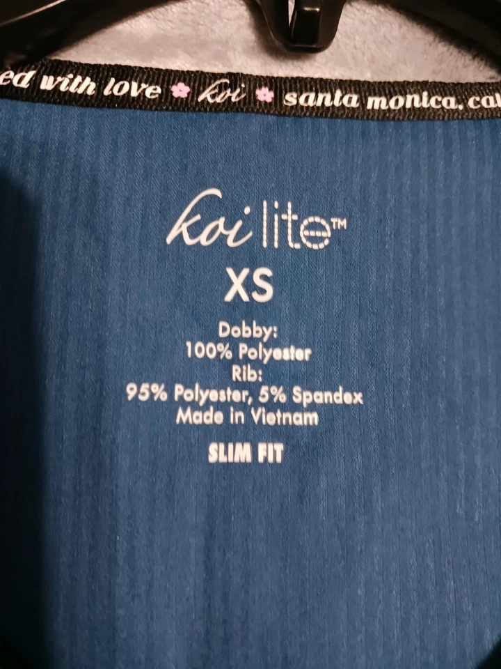 Koi Lite Scrub Shirt Womens XS Ombre Teal Reform Nursing Zip Pockets 370L-S038 - Image 3 of 4