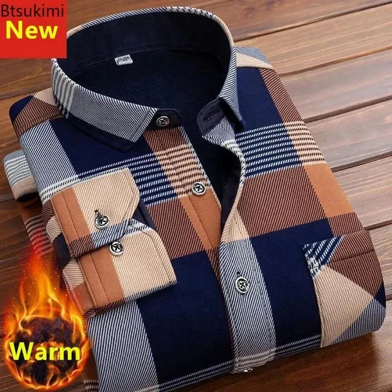 Men's Warm Plaid Shirt Autumn Winter Long Sleeve Casual Soft Flannel Top