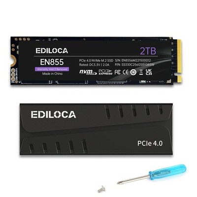 Ediloca EN855 M.2 NVMe SSD DRAM PCIe4.0 Internal SSD Hard Drive with Heatsink