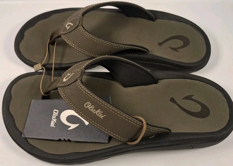 OluKai 10435-6C40 Men's Size 8 Ulele Sandals, Dark Shadow Gray/Black - Image 3 of 4
