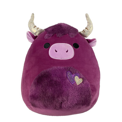 Kellytoy Squishmallows Purple Highland Cow Bull Plush Hearts Jazwares Large