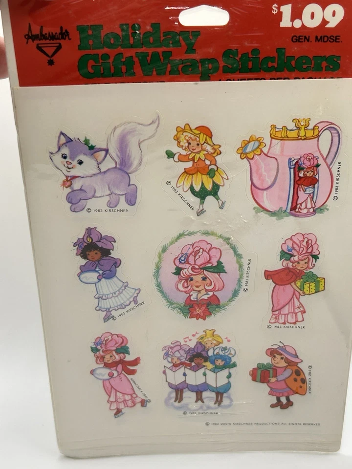 Pegatinas vintage de pétalos de rosa nuevas en paquete sello navideño 1983 Foto 3 de 4