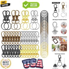 120PCS Swivel Lanyard Snap Hook with Key Rings, Metal Keychain Hooks for Jew...
