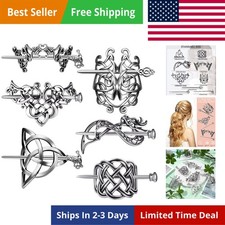 6 Pcs Vintage Metal Celtic Hair Accessories, Knot Hair Slides, Barrettes, Pins H