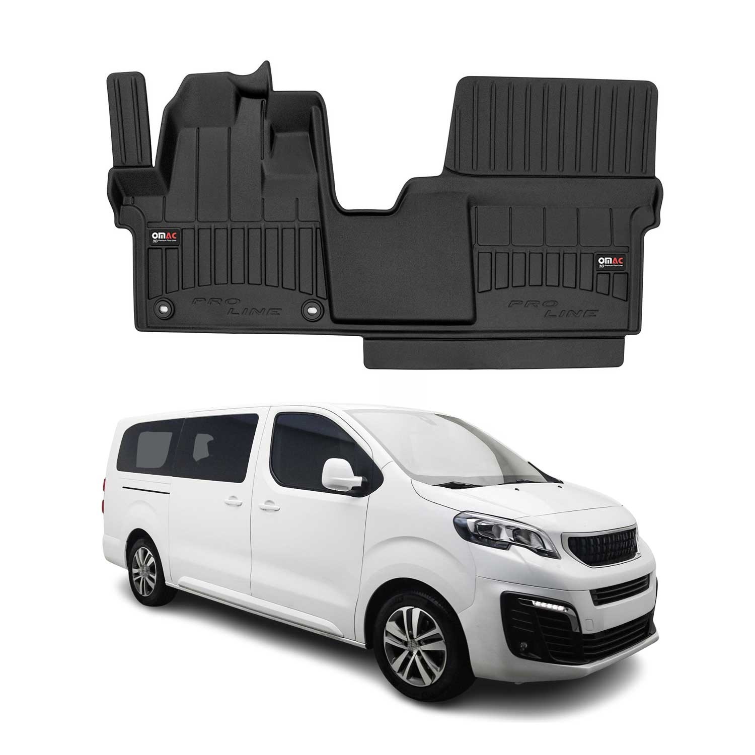 Tapis en TPE noir étanche et antidérapant pour Peugeot Traveller 2016-2026