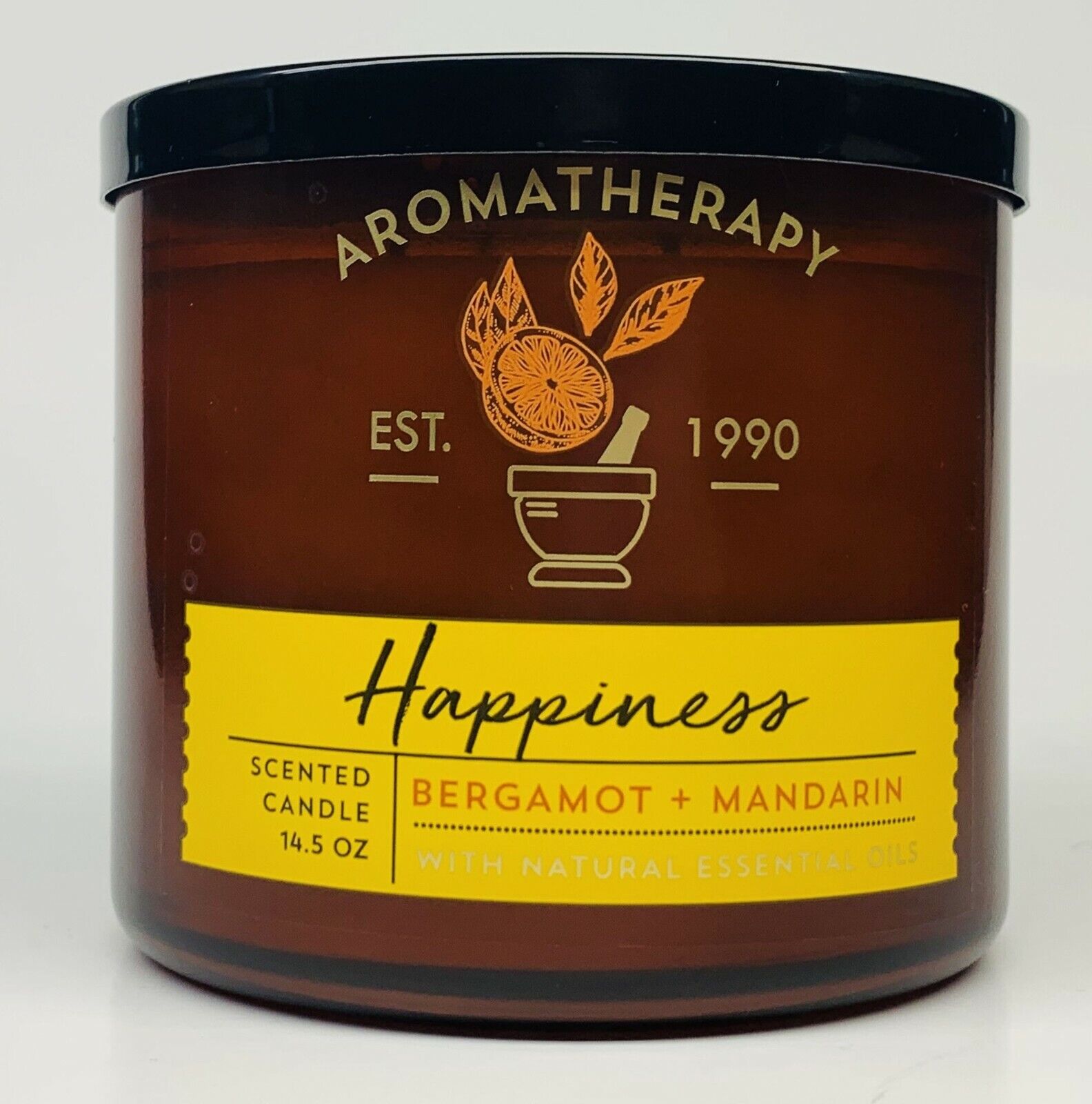 1 Bath & Body Works Aromatherapy HAPPINESS BERGAMOT + MANDARIN 3Wick