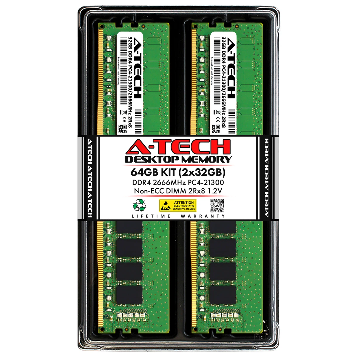 PC4-21300 (DDR4-2666) Bus Speed Computer RAM 64 GB Total Capacity