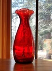 Vintage Anchor Hocking Royal Ruby Red Glass Ruffled Vase