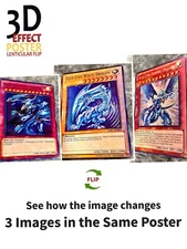 Yu-Gi-Oh-Blue-Eyes White Dragon-3D Poster 3D Lenticular Flip Effect,3 In One
