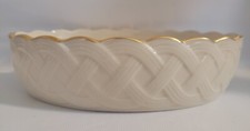 Lenox Fine China Classic Basket Weave Oval Vegetable Bowl 24k Gold ~ Made in USA