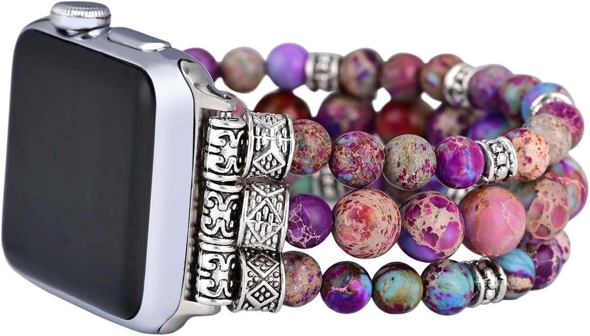 NEW Beaded Natural Stones Apple Watch Band Harmonic Natural Stone Beaded Watch Band for Apple Watch main image 2