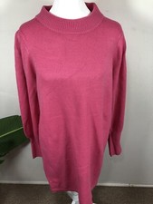 French Connection Women's Size M Pink Hi Neck Ribbed Jumper Sweater