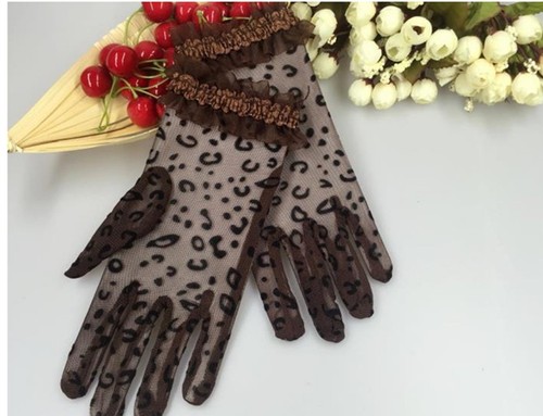 Women Lady Sexy Black White leopard print Lace Fancy Party short Costume Gloves  - Bild 2 von 15