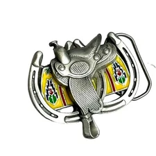 Great American Products Vintage Saddle & Horseshoes Belt Buckle - 1990