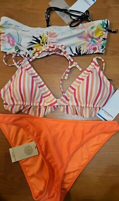 Lot Of 3  Scotch & Soda Bikini Top(2) & Ramy Brook Bottom (1) New Large 