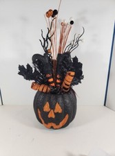 NEW 16" styrofoam pumpkin tabletop decoration with witch legs sticking out