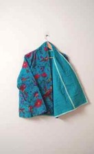 Indian Kantha Jacket, Floral Print Kantha Short Jacket, Handmade Kantha Jacket