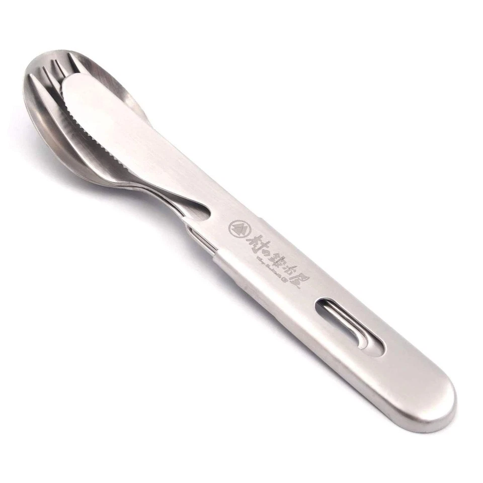 Juego de cubiertos y estuche de camping de acero inoxidable Village Blacksmith MK-7663 hecho en Japón Foto 2 de 4