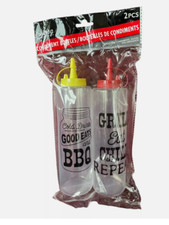Condiments Plastic Squeeze Bottles Set, Ketchup, Mustard, Picnic and Patios Bx3