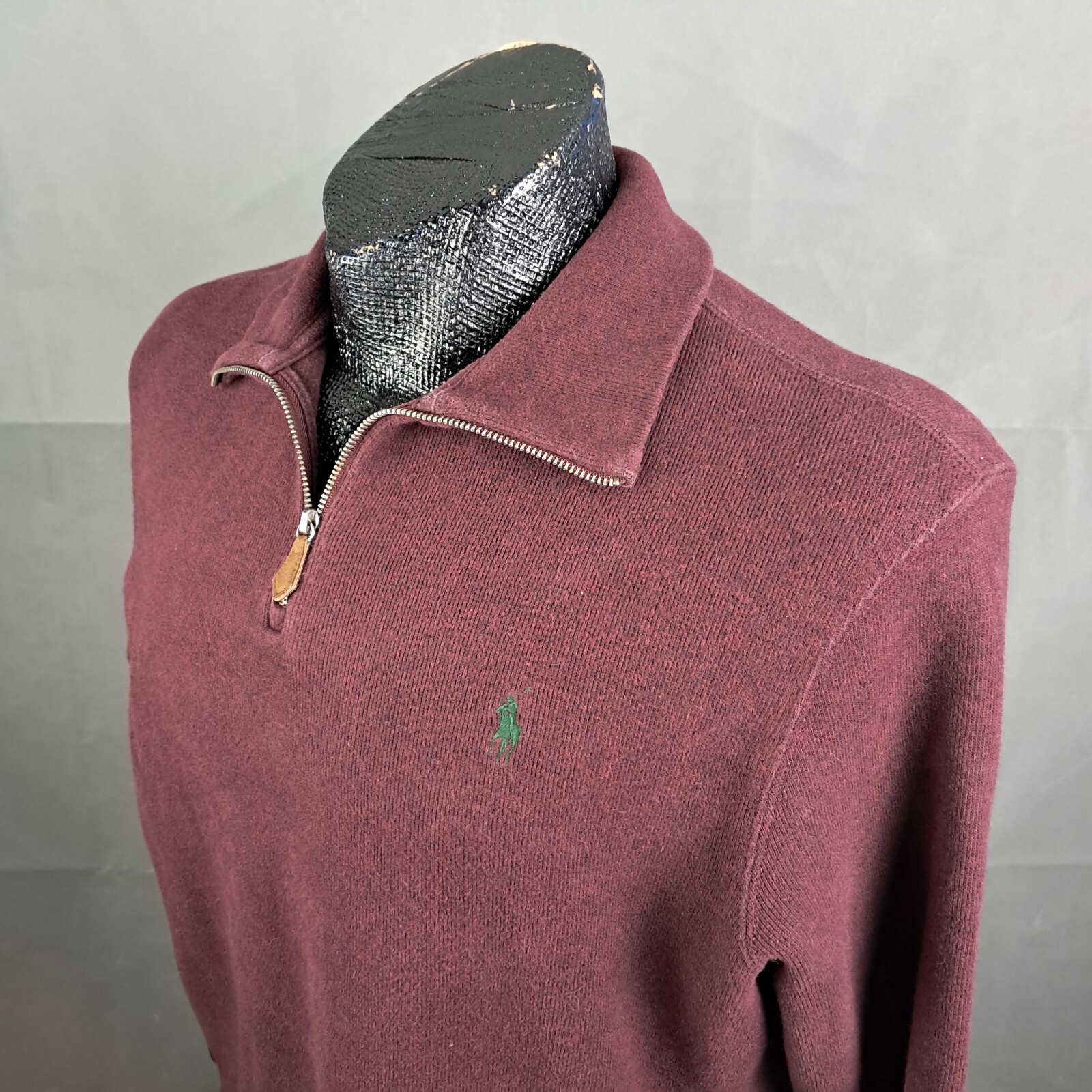 Polo Ralph Lauren Performance Sweater Size Large Men Burgundy 1/4 Zip Pullover image 8