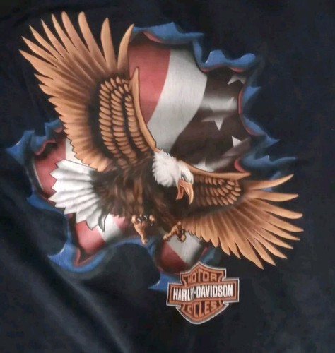 Mens Harley Davidson Missoula Montana Eagle Black Graphic Shirt XL - Picture 2 of 7
