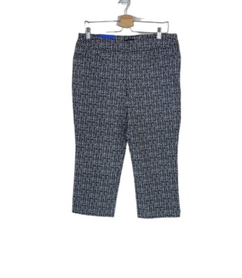 New HILARY RADLEY L Black Combo Pull On Cropped Capri Pants Women