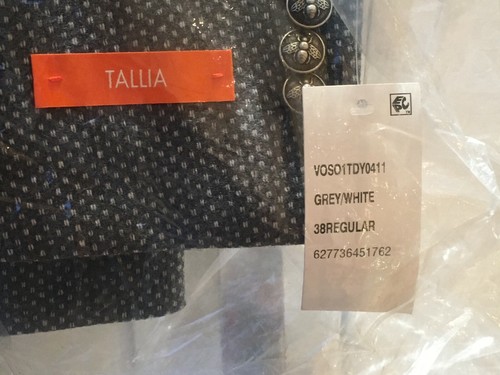 TALLIA ORANGE MEN'S SLIM-FIT GRAY BIRDSEYE WOOL SPORT COAT. SIZE 38R COLOUR G - Picture 5 of 8