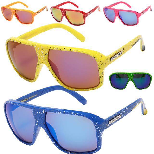Oversized pilot sunglasses Biohazard bright mirror blue orange pink green Large