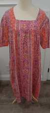 Vintage Pink Psychedelic House Dress Muumuu Hippie Hawaii 70s w/ Pockets OS
