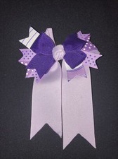 Purple striped layered design 4 inch hair bow clip.