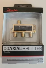 Rocketfish 3-Way Coaxial Splitter, Gold RFG1308 | NEW IN SEALED PACKAGE!