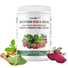 35 Organic Superfoods Reds Greens Powder Prebiotic Probiotic Immune Fiber Enzyme