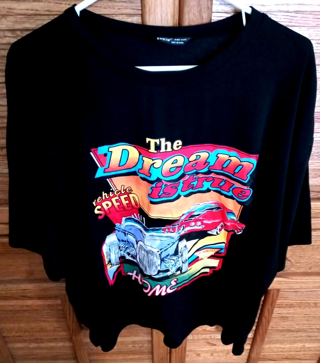 Shein The Dream Is True Mens Large T Shirt Tee Shirt Black Race Car Graphic