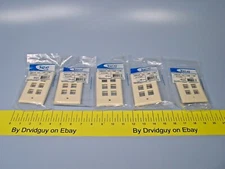 Lot of 5 ICC IC107F06AL Flat Faceplate; 1-Gang; 6-Port; Almond