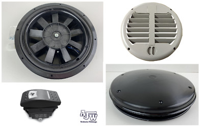 Schwarz Low Profile motorisierte Dachentlüftung 12V Van Ventilator Bus Hund Pferd haustierfreundlich