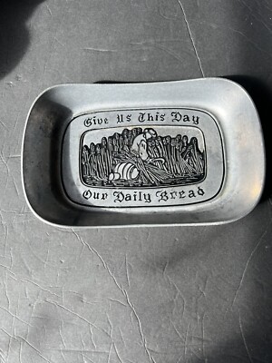 Wilton Armetale Pewter Platter Tray Give Us This Day Our Daily Bread Vintage