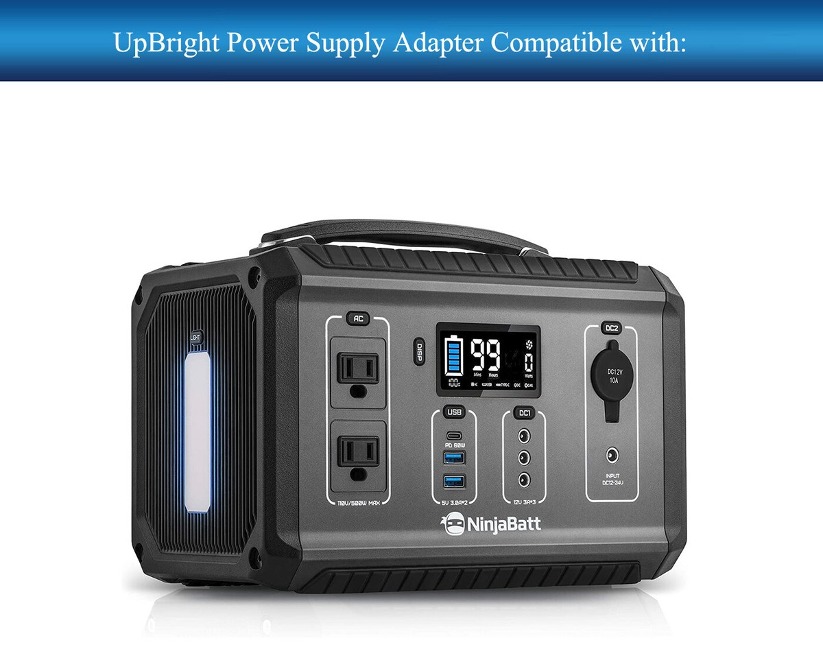 AC Adapter For NinjaBatt 500W Portable Power Station 560Wh Backup