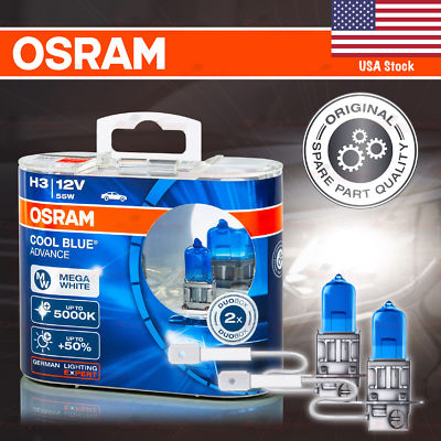 2x H3 453 OSRAM COOL BLUE ADVANCE Bulb DuoBox +50% 5000K MEGA WHITE 64151CBA-HCB