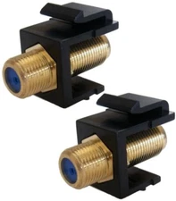 2x F type Black Keystone Insert Jack Coax Adapter Connector Cable TV Sat