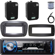 Pyle 1-DIN Marine Receiver W/Kit  Adapter Plate, 2x 5.25" Home Dual Speakers