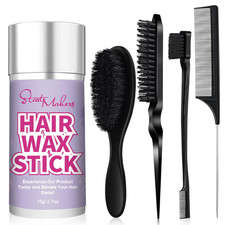 Hair Wax Stick and Slick Back Hair Brush Set for Women Kids Men 5PCS, with Edge
