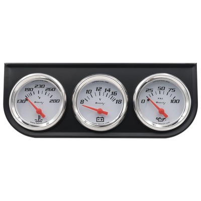 Equus Gauge Set 5200; 5000 Series Water Temp, Volt, Oil Pressure White 2 in.