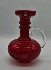 1969 Riihimäen Lasi Tamara Aladin Kleopatra vaso in vetro artistico soffiato rosso rubino 8"