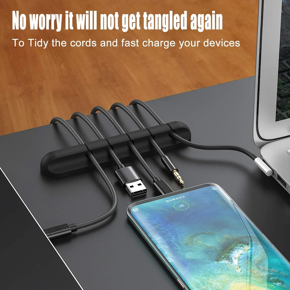 Cable Holder Ties Management Clips Tidy Lead Desk Charger Wire USB Organiser - Image 4 of 4