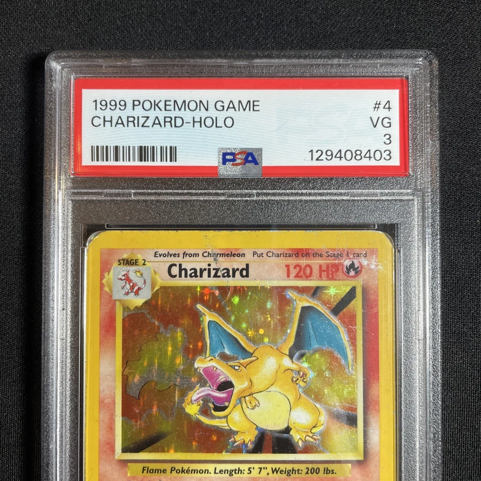 1999 Pokemon Charizard 4/102 Holo Base Set Unlimited PSA 3 Very Good - Image 3 of 4