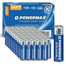 60-Count AAA Alkaline Batteries - Ultra Long Lasting, 10-Year Shelf Life, Reclos