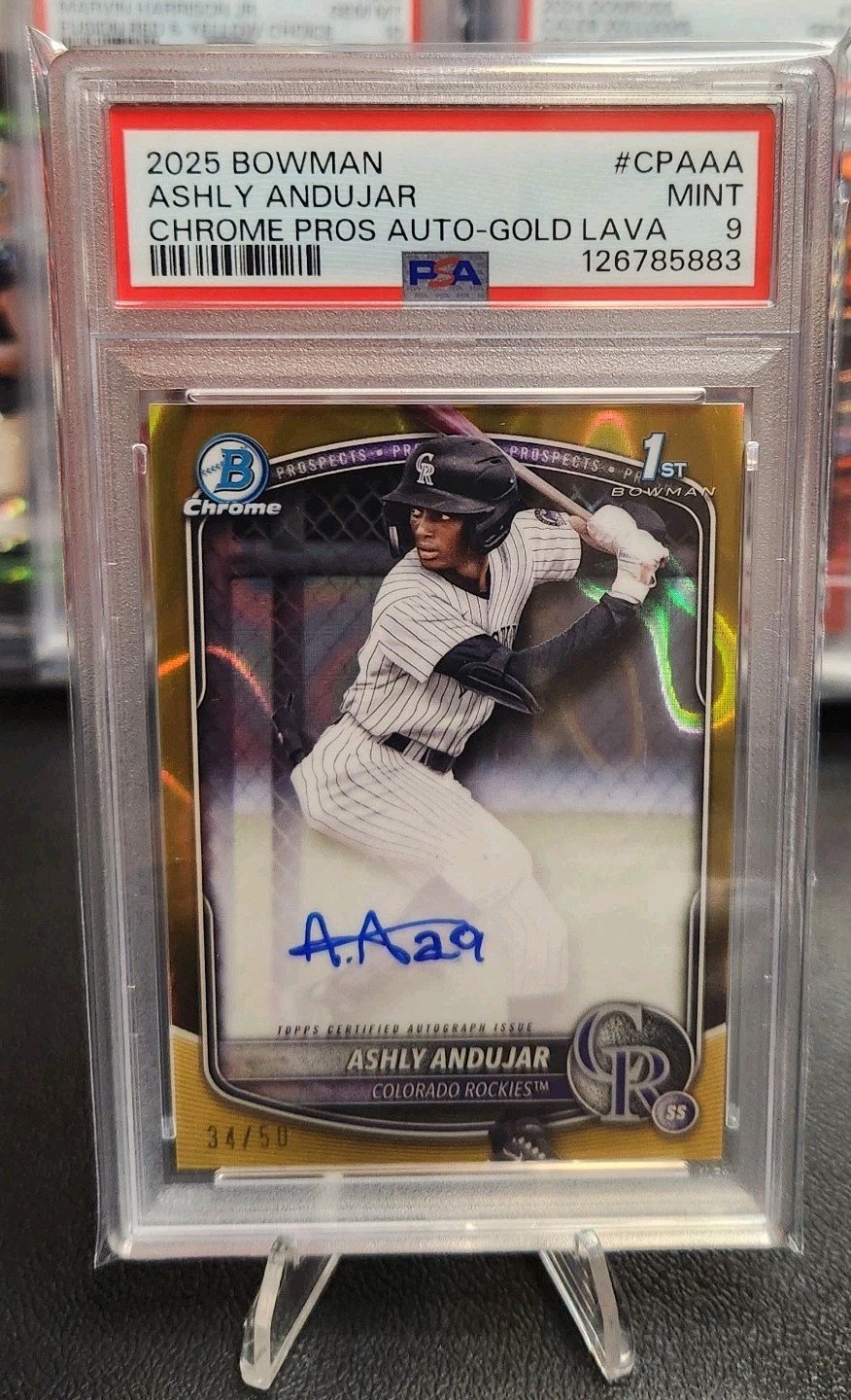 2025 Bowman Chrome 1st Gold Lava Refractor Auto Ashly Andujar 34/50 -AZ4